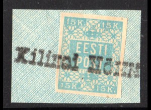 Estland, 15 Kop. 1919 auf Briefstück m. provisorischem Stempel KILINGI NÖMME