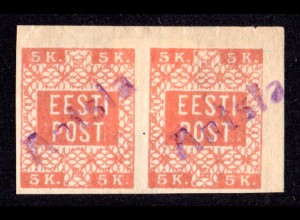 Estland, Paar 5 Kop. 1918 m. provisorischem Stempel Antsla