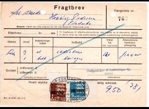 Dänemark 1973, 5+1Kr. Postfaerge auf Frachtbrief m. Schiffspost Fanö-Esbjerg
