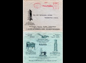 Norwegen 1930, roter NIDAROS Firmenfreistempel auf illustriertem Werbe Umschlag
