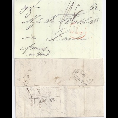 Schweden GB 1842, Göteborg u. div. Stpl. rücks. auf Teilfranko Brief. #1070