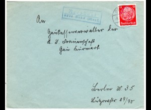 DR 1938, Landpost Stpl. REESDORF über Brück auf Brief m. 12 Pfg. 