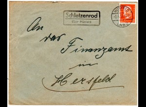 DR 1933, Landpost Stpl. SCHLETZENROD über Hünfeld auf Brief m. 12 Pf. 