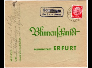DR 1934, Landpost Stpl. GÖTTELFINGEN über Horb (Neckar) auf Brief m. 12 Pf. 