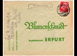 DR 1934, Landpost Stpl. KRUMMLINDE über Lüben (Schlesien) auf Brief m. 12 Pfg.