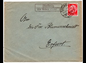 DR 1936, Landpost Stpl. MALLMITZ über Lüben (Schlesien) auf Brief m. 12 Pfg.