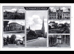 Schwarzenbek, 1936 gebr. Mehrbild sw-AK m. Bahnhof