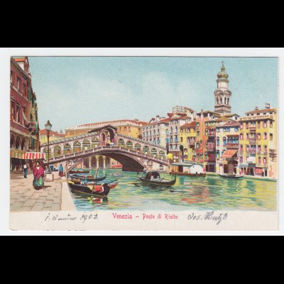 Italien, Venedig Venezia, Ponte di Rialto, ungebr. Farb AK. #997