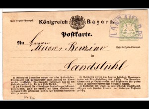 Bayern P1 IIa, 2 Kr. Ganzsache m. Druckfehler "siUd" u. klarem HKS Landau i.d.Pf