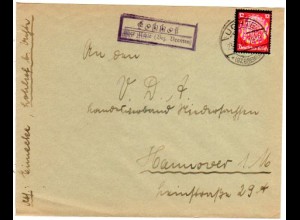 DR 1934, Landpost Stpl. LOHHOF über Uchte (Bz. Bremen) auf Brief m. 12 Pf.