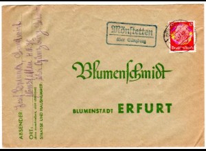 DR 1937, Landpost Stpl. MÖNSTETTEN über Günzburg auf Brief m. 12 Pf.