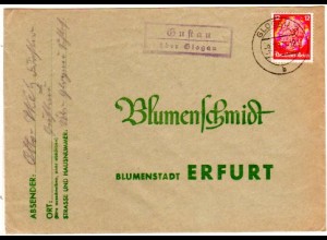 DR 1937, Landpost Stpl. GUSTAU über Glogau auf Brief m. 12 Pf.