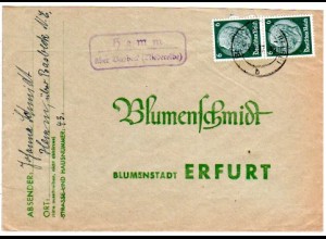 DR 1937, Landpost Stpl. HEMM über Basbeck auf Brief m. 2x6 Pf.