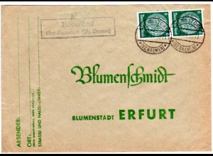 DR 1937, Landpost Stpl. RÖDENBECK über Barnstorf Bz. Bremen auf Brief m. 2x6 Pf.