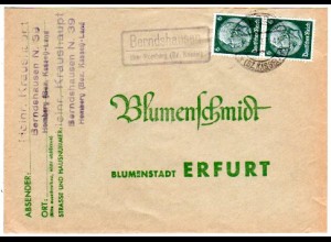 DR 1937, Landpost Stpl. BERNDSHAUSEN über Homberg auf Brief m. 2x6 Pf.