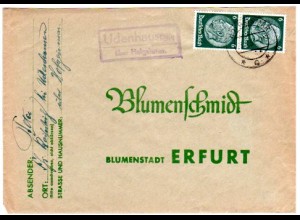 DR 1937, Landpost Stpl. UDENHAUSEN über Hofgeismar auf Brief m. 2x6 Pf.