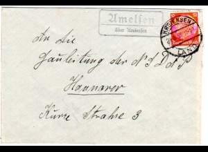 DR 1933, Landpost Stpl. AMELSEN über Kreiensen auf Brief m. 12 Pf.