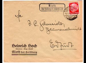 DR 1936, Landpost Stpl. RIETH über Heldburg auf Firmen Brief m. 12 Pf.