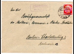 DR 1935, Landpost Stpl. OBERBRÜDEN über Backnang auf Brief m. 12 Pf.