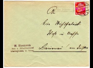 DR 1937, Landpost Stpl. SCHARRINGHAUSEN über Sulingen auf Firmen Brief m. 12 Pf.