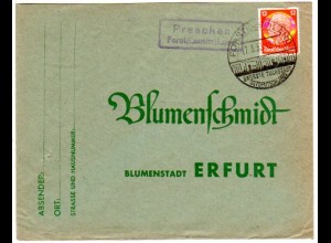 DR 1933, Landpost Stpl. PRESCHEN über Forst (Lausitz) Land auf Brief m. 12 Pf.