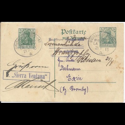 DR 1913, Schiffspost Stpl DSP Bremen La Plata a auf Ga geschr. v. Lissabon #2354