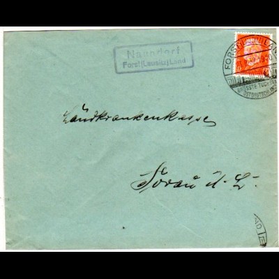 DR 1932, Brief m. Landpost Stpl. NAUNDORF über Forst (Lausitz) Land 