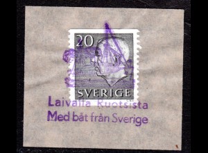 Schweden 20 öre auf Briefstück m. blauem Finnland Schiffspost Stempel m. Dampfer