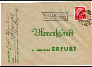 DR 1937, Landpost Stpl. THALWINKEL über Freyburg (Unstrut) auf Brief m. 12 Pf. 