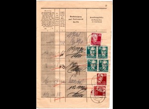 DDR 1952, 7 Marken f. Gebühren auf Seite eines Posteinlieferungsbuches v. Loitz