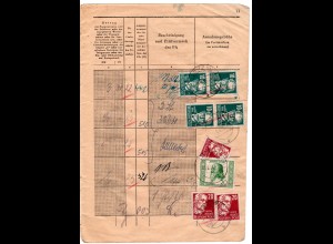 DDR 1952, 8 Marken f. Gebühren auf Seite eines Posteinlieferungsbuches v. Loitz.