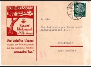 DR 1934, 6 Pf. auf Werbekarte v. Neubabelsberg m. Gemeindeschulze Stpl. rücks.