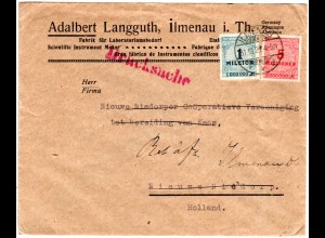 DR 1923, 1+5 Mio. auf Auslands Drucksache Brief v. Ilmenau i.d. NL u. retour