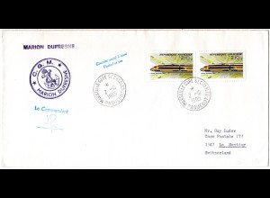 Frankreich Antarktis 1985, 2x2,10 Fr. auf Marion Dufresne Paquebot Brief 