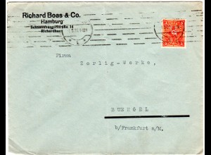 DR 1926, 3 Mk. m. perfin Firmenlochung auf Firmen Brief v. Hamburg