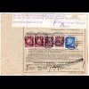 DR 1926, 13 Marken vorder- u. rückseitig auf Paketkarte v. Stuttgart n. Norwegen