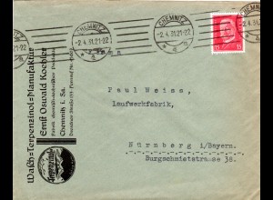 DR 1931, 15 Pf. auf illustriertem Firmen Reklame Brief v. Chemnitz.