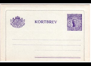 Schweden K 20, ungebr. 20 öre Kartenbrief in sehr guter Erhaltung. 