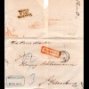 Spanien 1863, Brief v. Malaga m. rotem Transit-R1 n. St. Petersburg, Russland