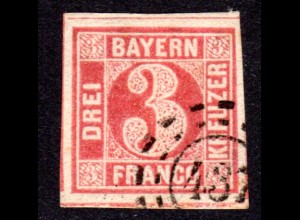 Bayern 9 a, sehr breitrandige 3 Kr. m. klarem oMR 437 Rosenheim.
