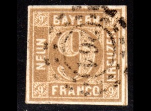 Bayern 11, breitrandige 9 Kr. braun m. zentrischem oMR 264 Kulmbach.