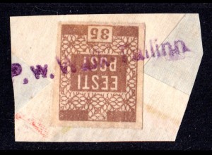 Estland, 35 Kop. auf Briefstück m. Bahnpost Notstempel P.w. Walk-Tallinn