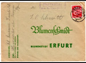 DR 1937, Landpost Stpl. HORRWEILER über Bingen auf Brief m. 12 Pf.