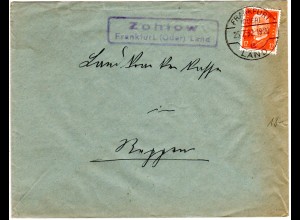 DR 1932, Landpost Stpl. ZOHLOW über Frankfurt (Oder) auf Brief m. 12 Pf.