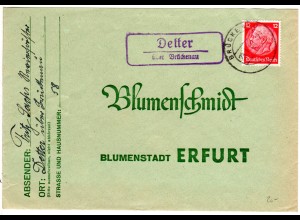 DR 1939, Landpost Stpl. DETTER über Brückenau auf Brief m. 12 Pf.