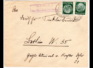 DR 1938, Landpost Stpl. BRIGITTENHOF über Spremberg auf Brief m. 2x6 Pf.