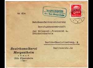 DR 1936, Landpost Stpl. ELPERSHEIM über Bad Mergentheim auf Brief m. 12 Pf.