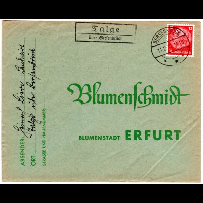 DR 1937, Landpost Stpl. TALGE über Bersenbrück auf Brief m. 12 Pf.