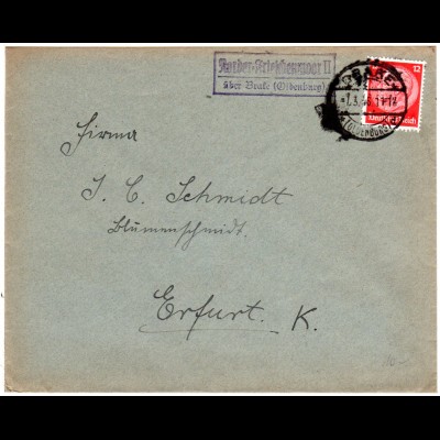 DR 1936, Landpost Stpl. NORDER-FRIESCHENMOOR II über Brake auf Brief m. 12 Pf.