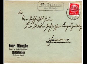 DR 1933, Landpost Stpl. EBOLDSHAUSEN über Kreiensen auf Firmen Brief m. 12 Pf. 